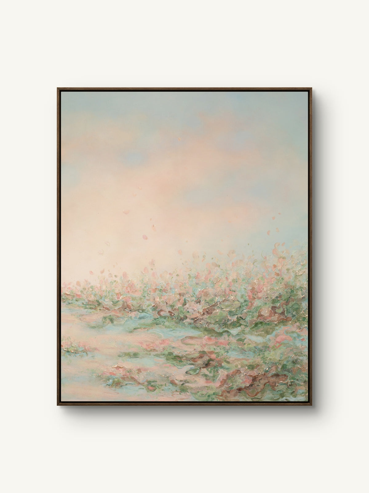 Presence II canvas print in a dark oak floating frame