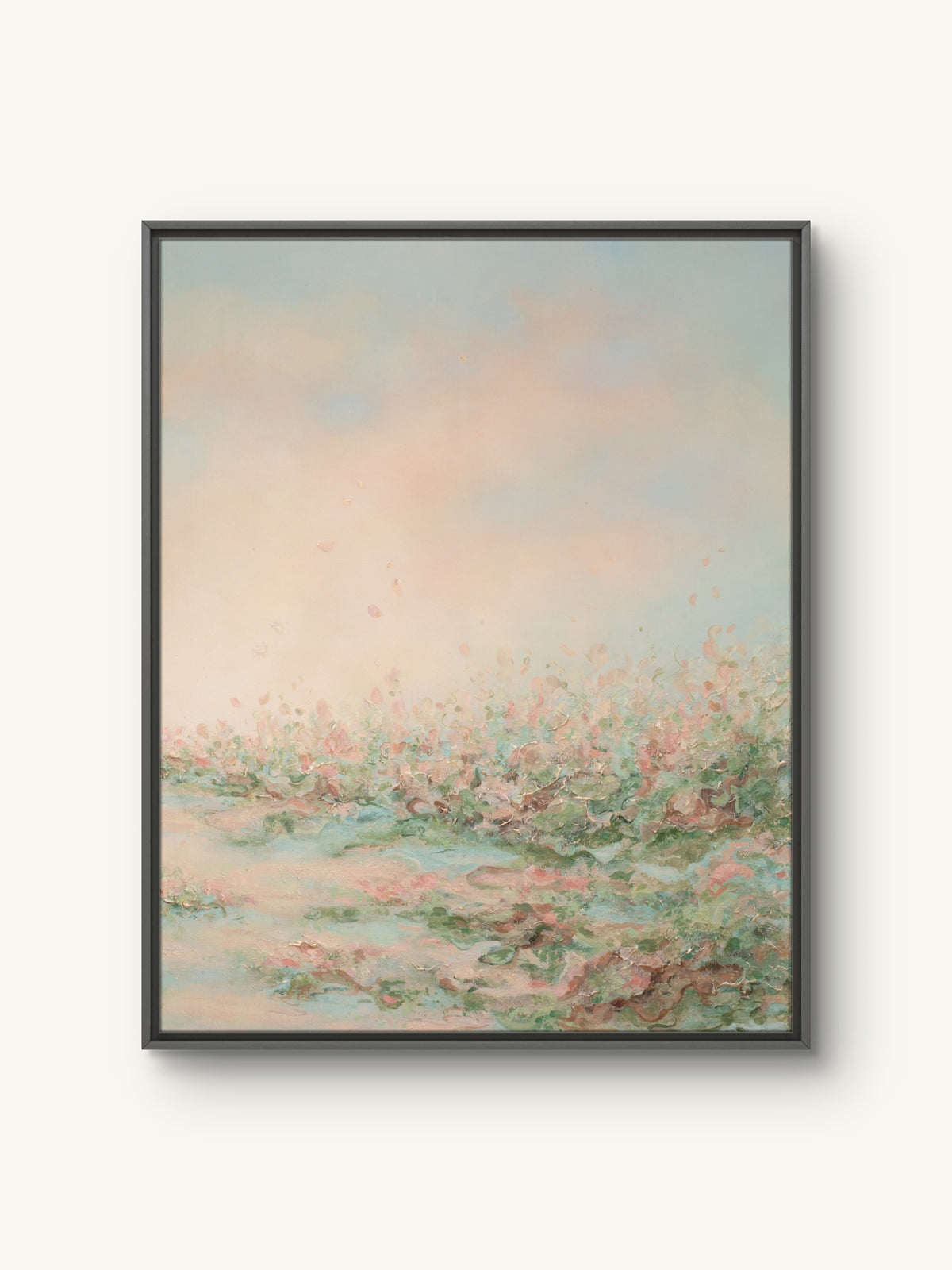 Presence II canvas print in a black floating frame