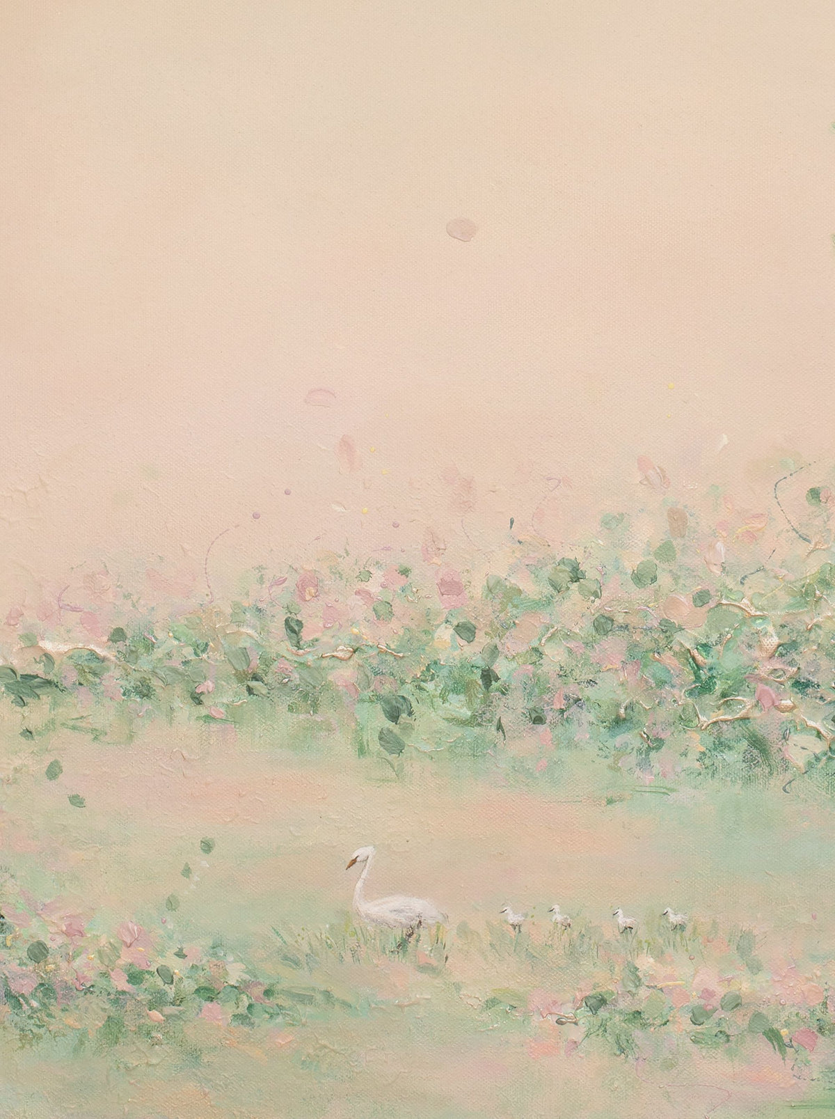 Close-up of the brushwork and canvas texture in Daydream I, detail 1 of 3