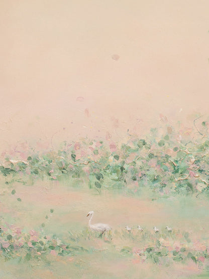 Close-up of the brushwork and canvas texture in Daydream I, detail 1 of 3