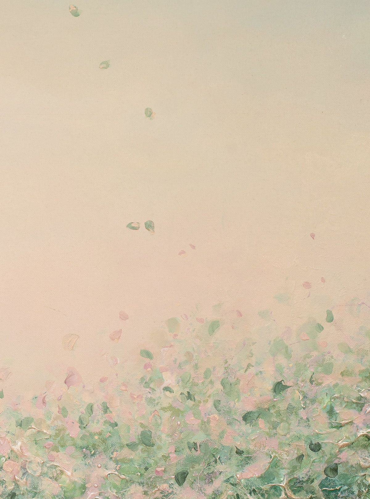 Close-up of the brushwork and canvas texture in Daydream I, detail 2 of 3