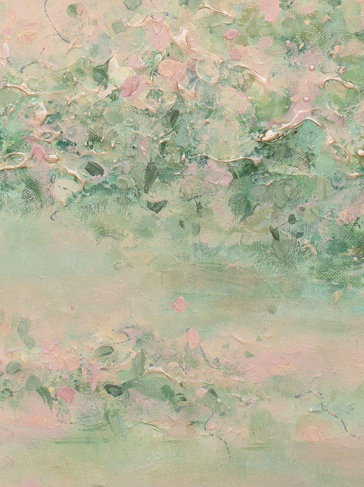 Close-up of the brushwork and canvas texture in Daydream I, detail 3 of 3