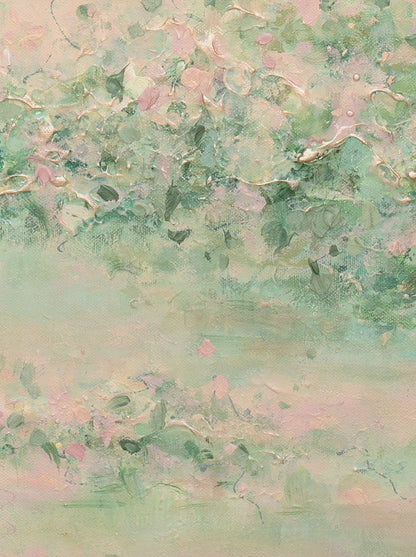 Close-up of the brushwork and canvas texture in Daydream I, detail 3 of 3
