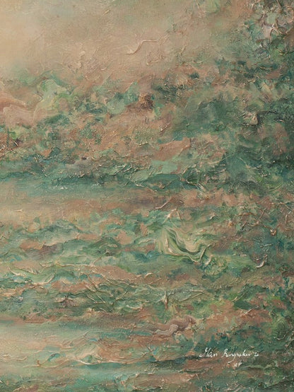 Close-up of the brushwork and canvas texture in Luminance, detail 6 of 6