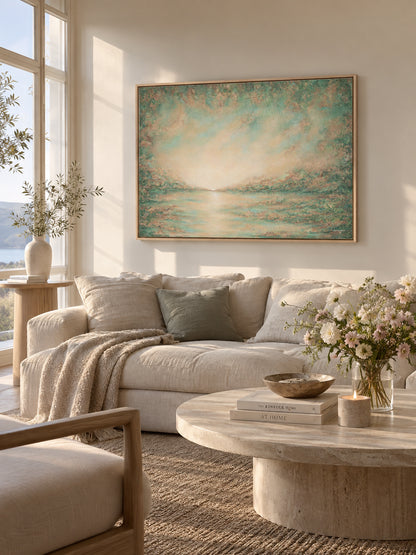 Luminance canvas print by Mari Ringsaker shown framed and hanging on a wall