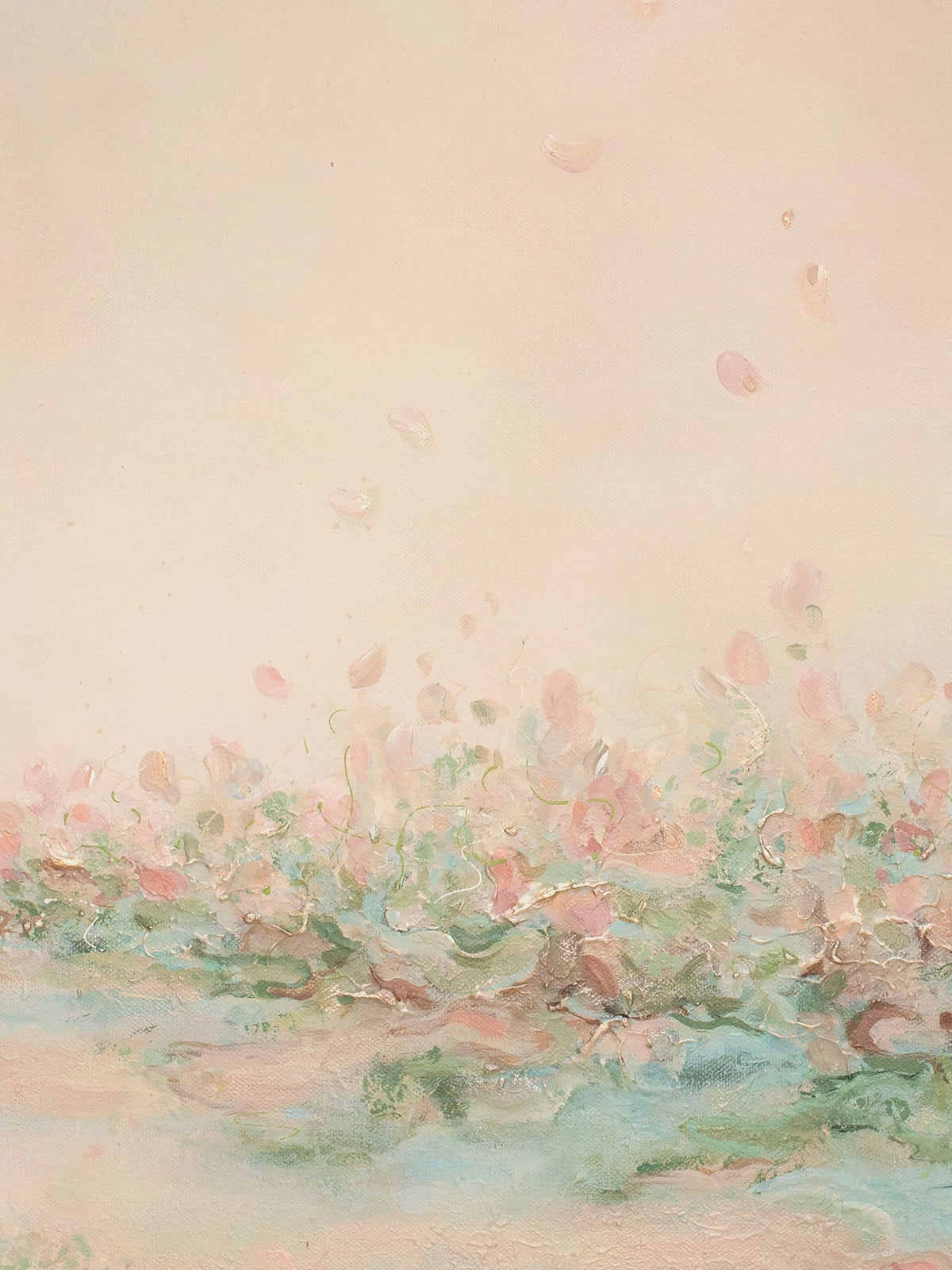 Close-up of the brushwork and canvas texture in Presence II, detail 1 of 4
