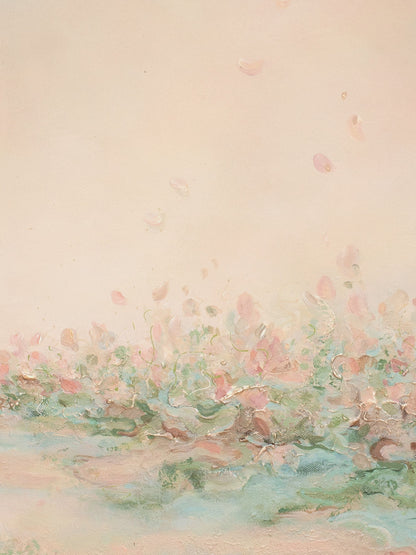 Close-up of the brushwork and canvas texture in Presence II, detail 1 of 4