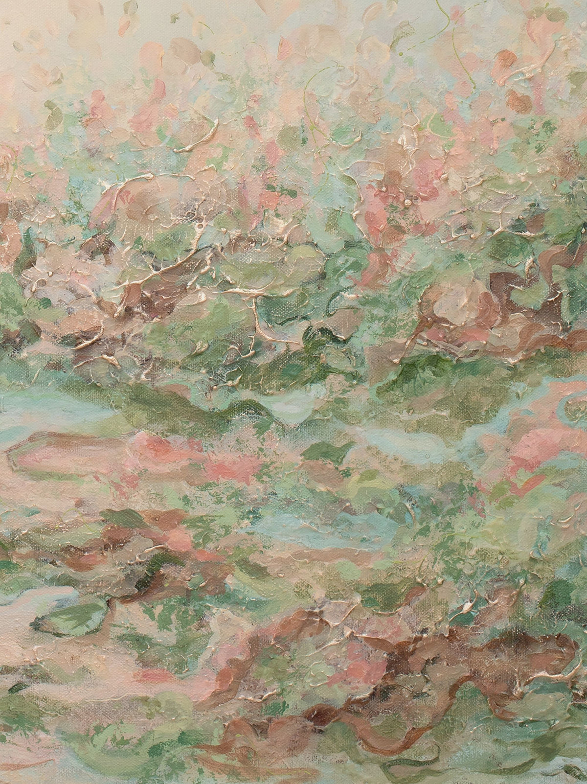 Close-up of the brushwork and canvas texture in Presence II, detail 2 of 4