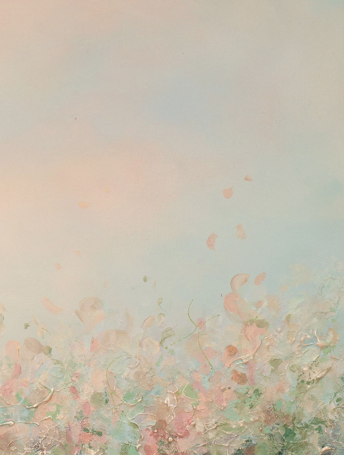 Close-up of the brushwork and canvas texture in Presence II, detail 3 of 4