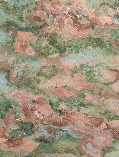 Close-up of the brushwork and canvas texture in Presence I, detail 2 of 3