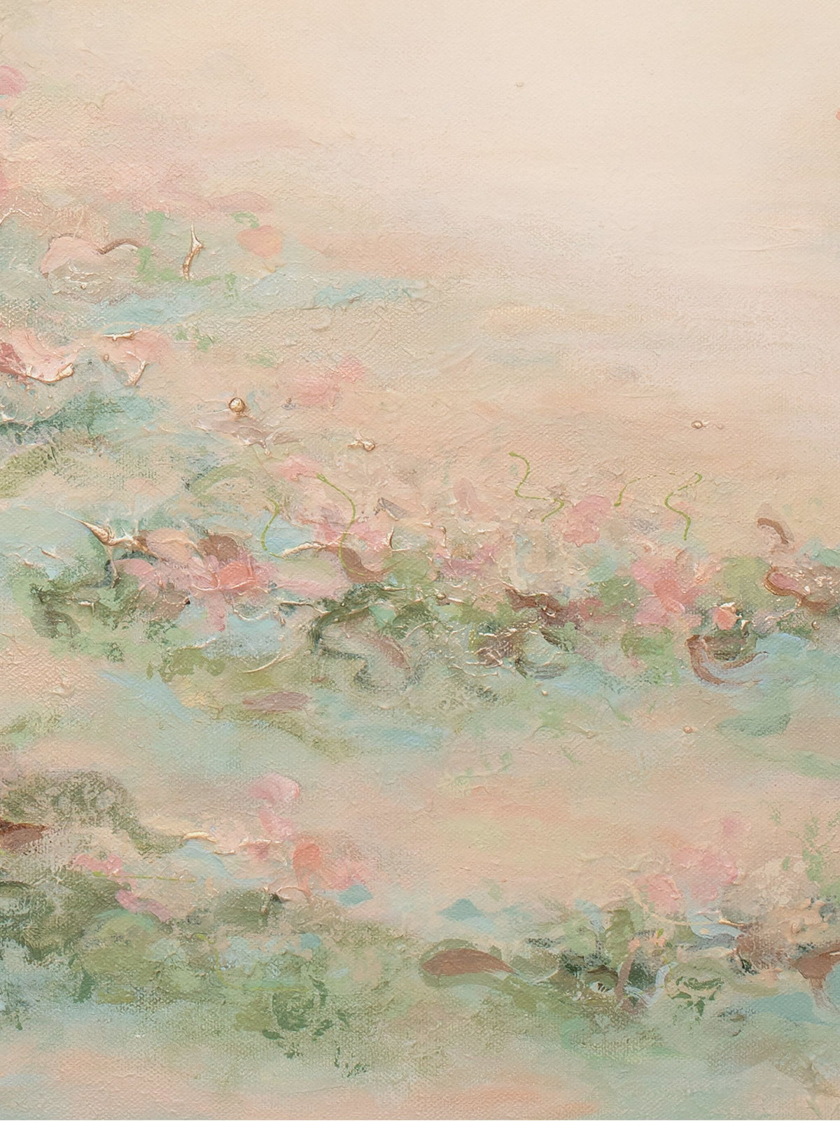 Close-up of the brushwork and canvas texture in Presence I, detail 3 of 3