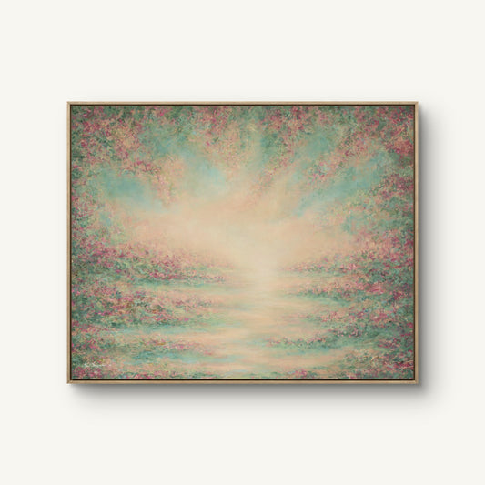 Midsummer II canvas print in an oak floating frame