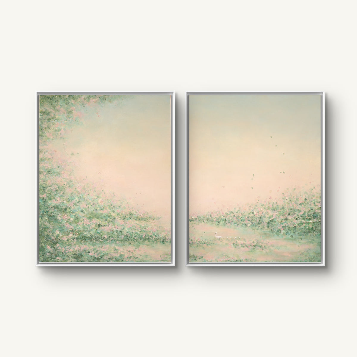 Daydream I and II canvas prints hung together in white floating frames