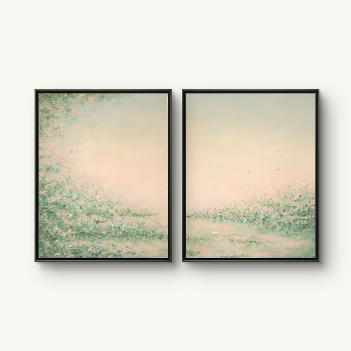 Daydream I and II canvas prints hung together in black floating frames