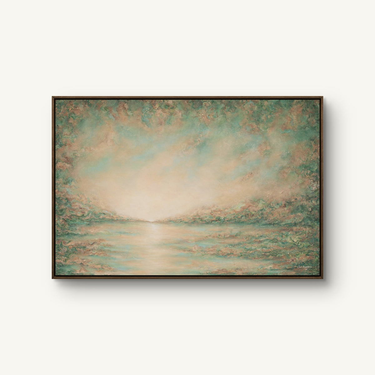 Luminance canvas print in a dark oak floating frame